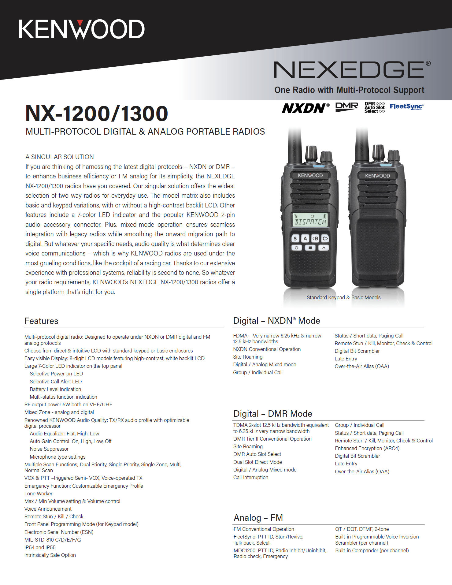 NX-P1200ISNVK and NX-P1300ISNUK Spec Sheet